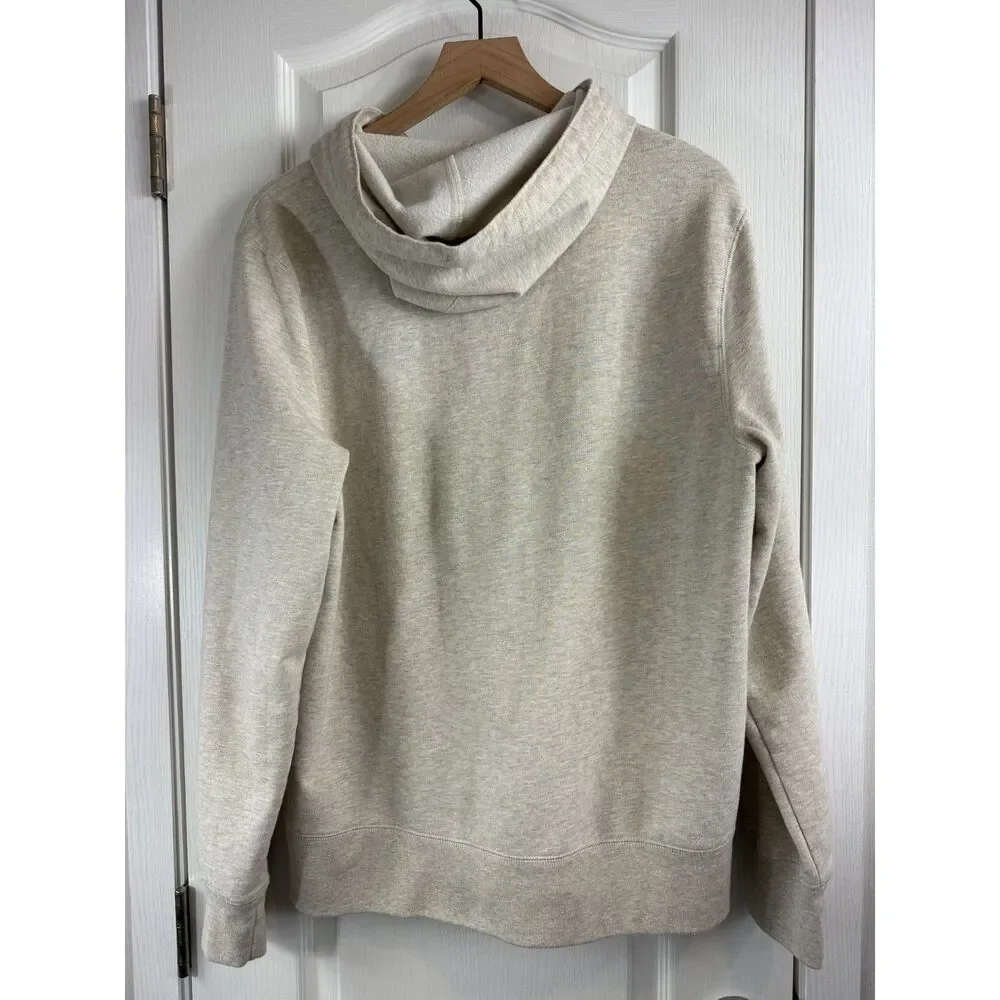 J.Crew Authentic Fleece Men's Large Oatmeal Henley Hoodie Pullover